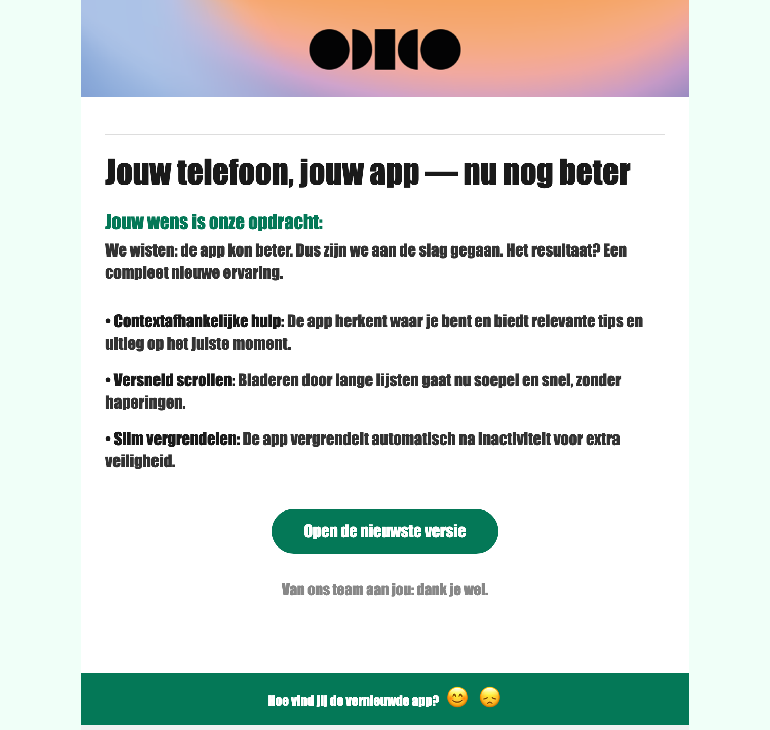 Phishingmail die zich voordoet als een nieuwsbrief van Odido